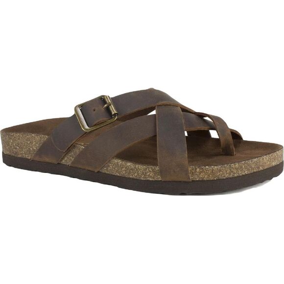 White Mountain Shoes - White Mountain Womens Hobo Brown Leather Slip On Footbed Sandals Shoes NWT